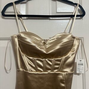 Gold Satin Spaghetti Strap Dress✨